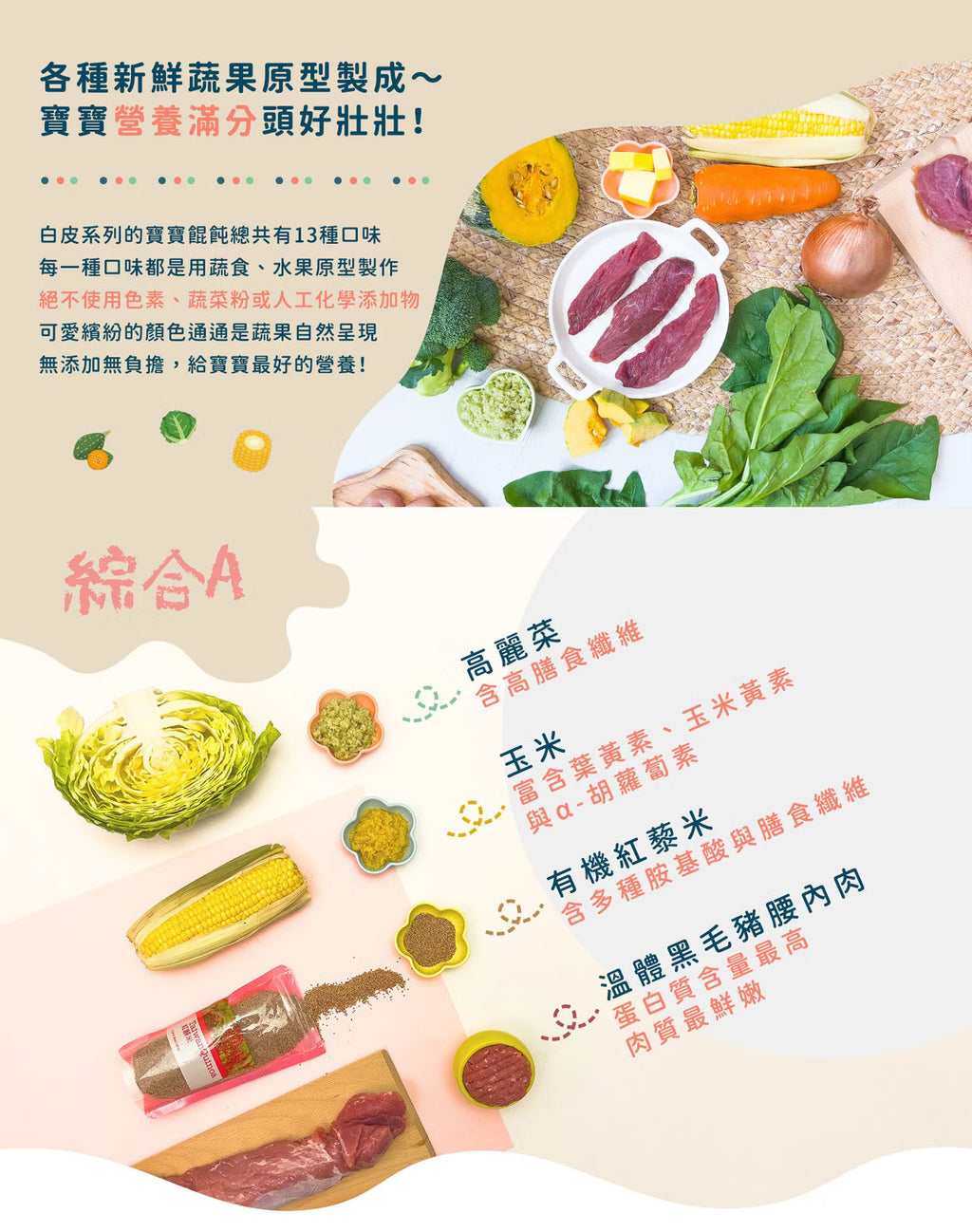 7m+ 寶寶餛飩｜綜合A （玉米 / 紅藜高麗菜）