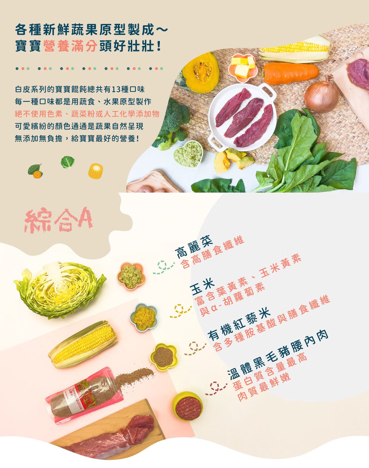 7m+ 寶寶餛飩｜綜合A （玉米 / 紅藜高麗菜）